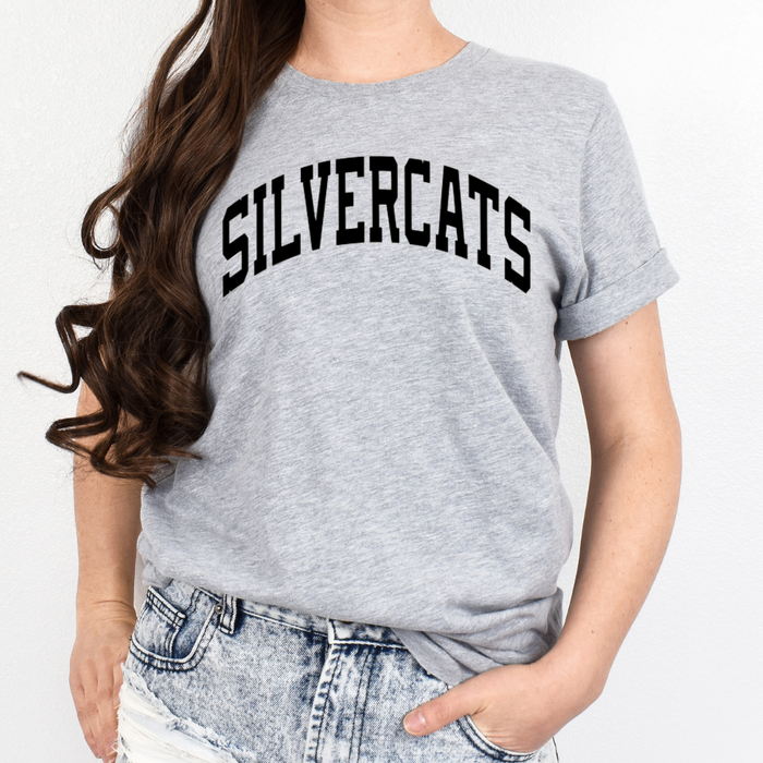 Silvercat Black Curved Block Short Sleeve Tee - Adult-Athletic Grey-XSmall-Lemons and Limes Boutique