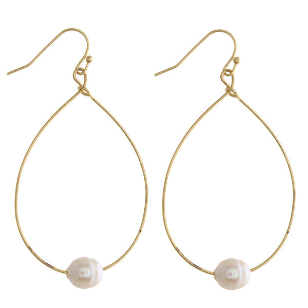 Pearl on Wire Dangle Earrings-Pearl Jewelry-Gold-Lemons and Limes Boutique