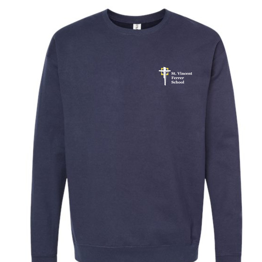 St. Vincent Ferrer School Logo Printed on Crewneck- Youth-Navy-Youth Small-Lemons and Limes Boutique