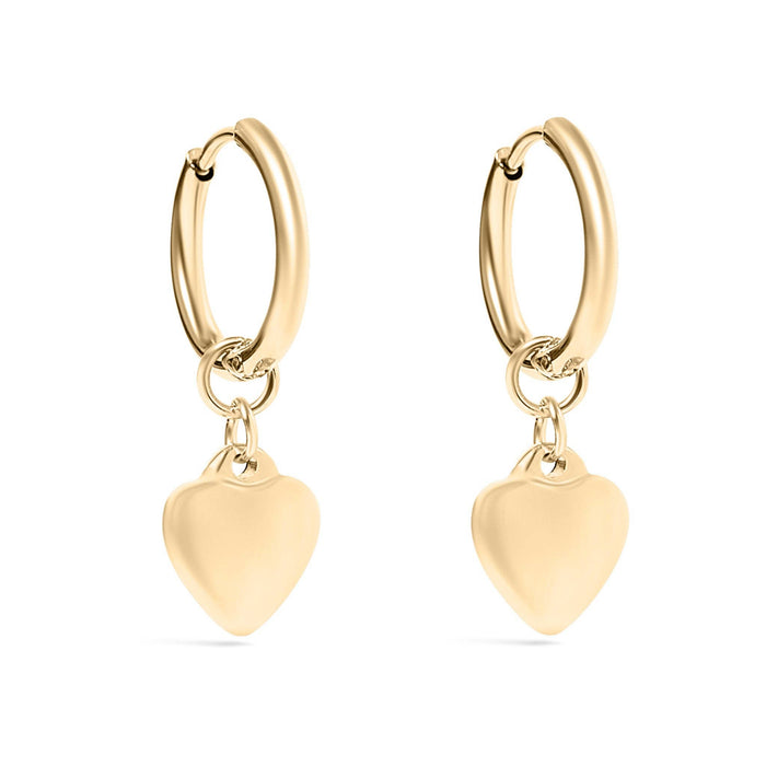 18K Gold PVD Stainless Steel Heart Pendant Huggie Hoop Earrings / ERJ0028-Lemons and Limes Boutique