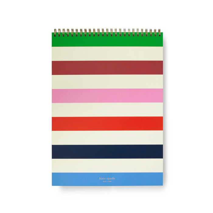 Large Top Spiral Notebook in Adventure Stripe by Kate Spade--Lemons and Limes Boutique