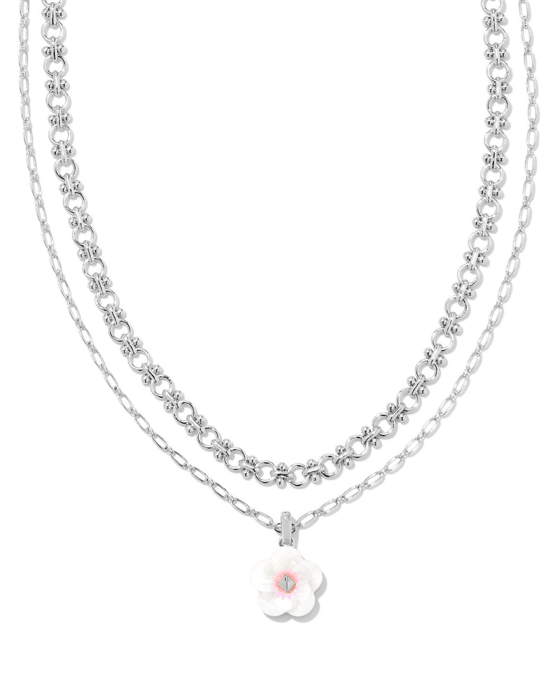 Deliah Multi Strand Necklace in Silver Iridescent Pink White Mix by Kendra Scott--Lemons and Limes Boutique