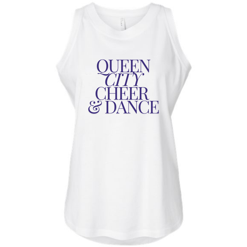 Queen City Cheer and Dance Modern Script Tank- Youth, Women's and Curvy-White-Women's Small-Lemons and Limes Boutique