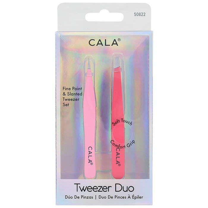 Cala Soft Touch: Tweezer Duo Fine Point & Slanted Set in Coral--Lemons and Limes Boutique