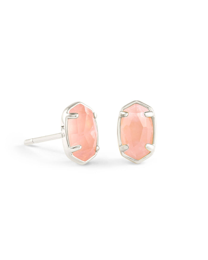 Emilie Stud Earrings in Silver Rose Quartz by Kendra Scott-EARRINGS-Lemons and Limes Boutique