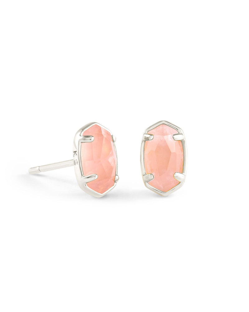Emilie Stud Earrings in Silver Rose Quartz by Kendra Scott-EARRINGS-Lemons and Limes Boutique