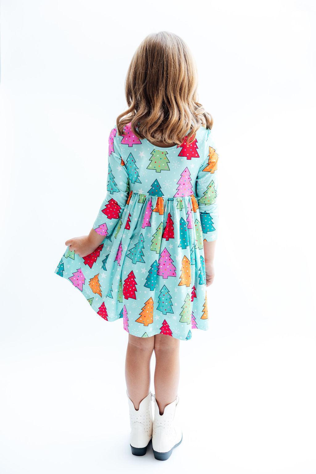 Oh Christmas Tree L/S Pocket Twirl Dress-Twirl Dress - Pocket - L/S-Lemons and Limes Boutique