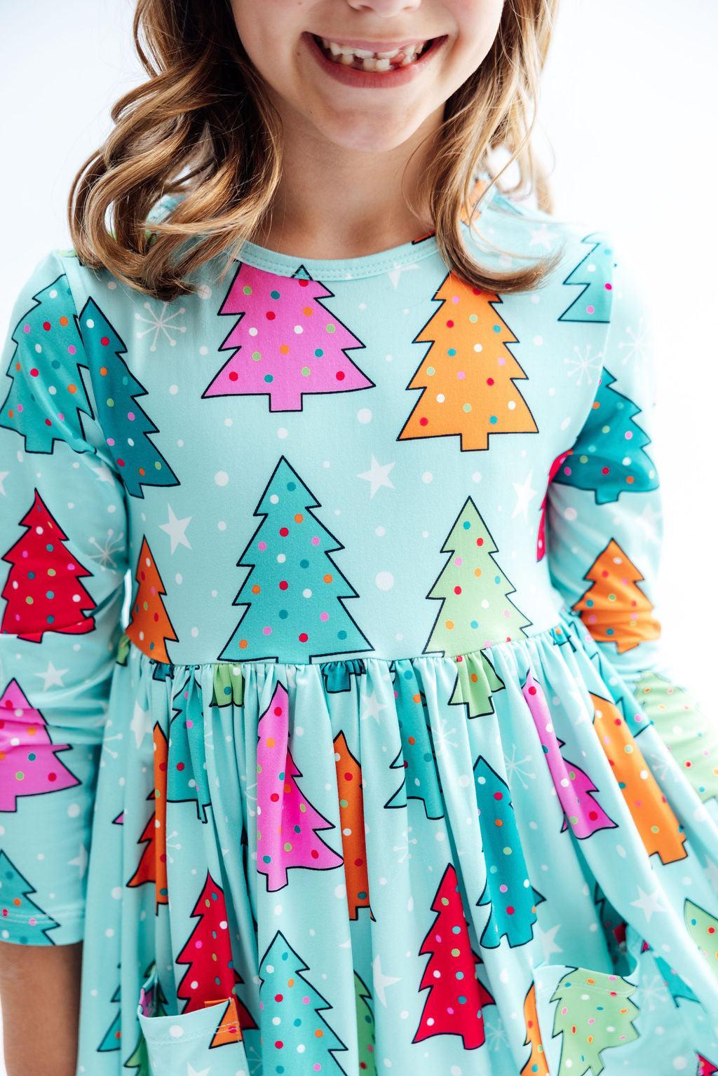 Oh Christmas Tree L/S Pocket Twirl Dress-Twirl Dress - Pocket - L/S-Lemons and Limes Boutique