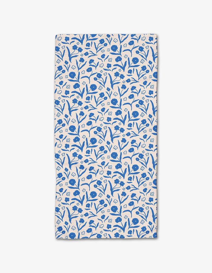 Blooming Blue Floral Bar Towel by Geometry-Lemons and Limes Boutique