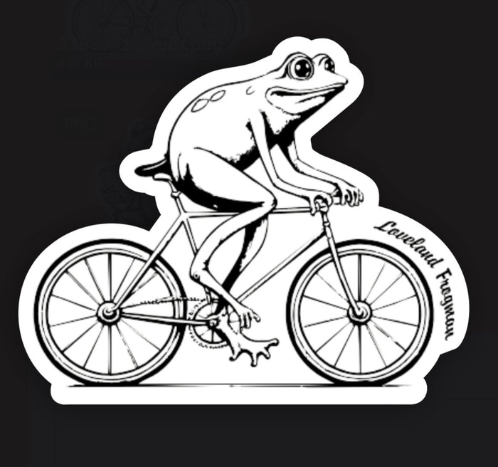 Loveland Frogman on Bike Sticker