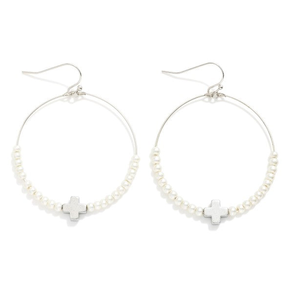 Cross Wire Dangle Earrings-Pearl Jewelry-Silver-Lemons and Limes Boutique