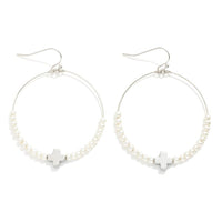 Cross Wire Dangle Earrings-Pearl Jewelry-Silver-Lemons and Limes Boutique