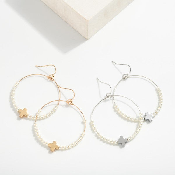 Cross Wire Dangle Earrings-Pearl Jewelry-Lemons and Limes Boutique