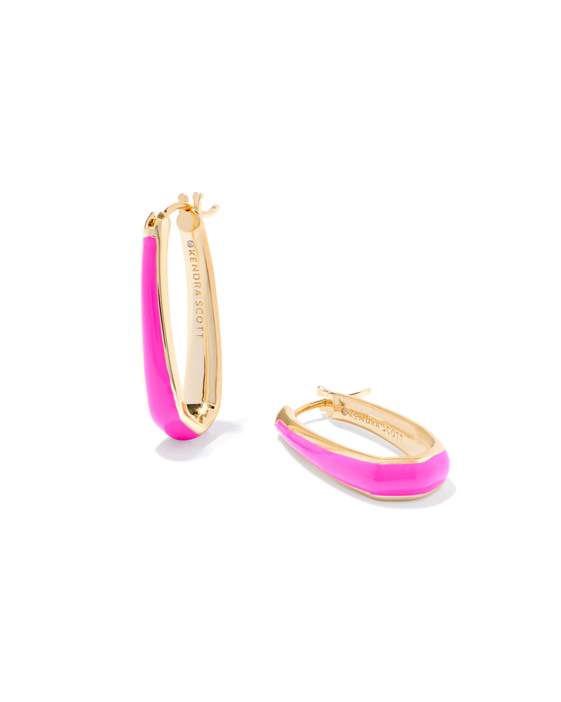 Kelsey Hoop Earrings in Gold Pink Enamel by Kendra Scott-Lemons and Limes Boutique