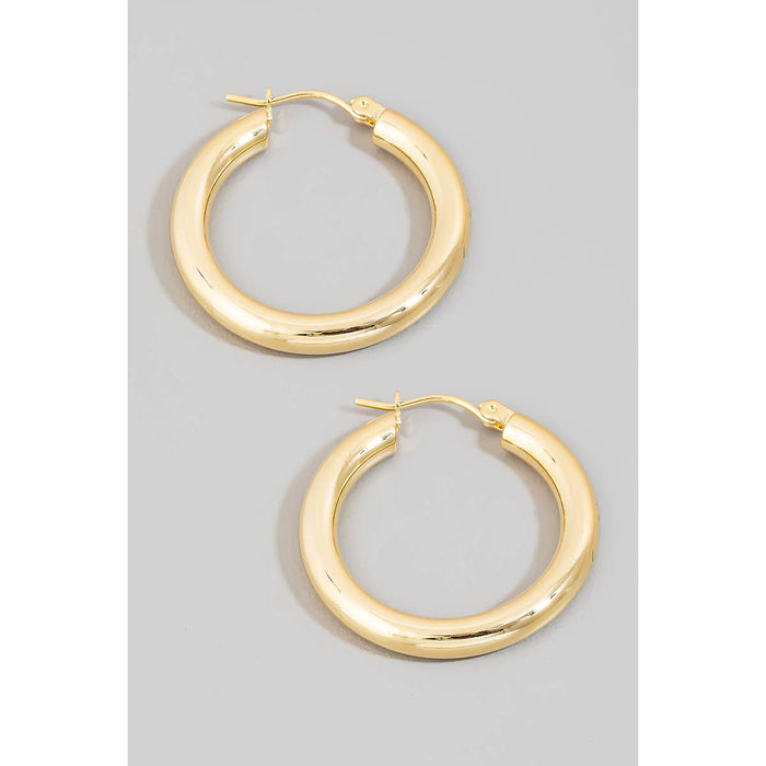 Metallic Tube Latch Hoop Earrings in Gold-Lemons and Limes Boutique