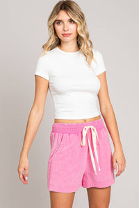 Women's Cotton Slub Casual Shorts in Pink-Lemons and Limes Boutique