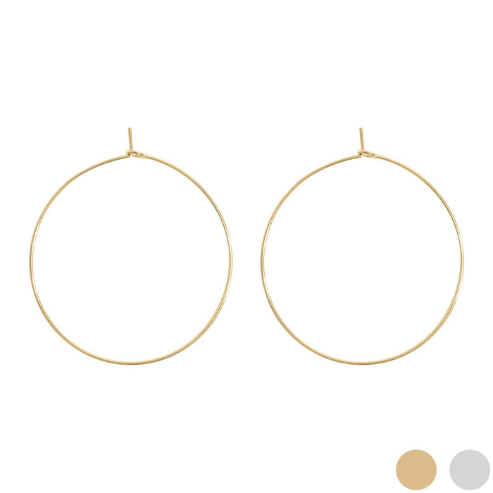 18K Gold PVD Stainless Steel Wire Hoop Earrings: Stainless / 25mm