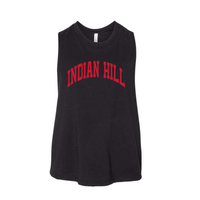 Curved Red Indian Hill on Black Muscle Tank