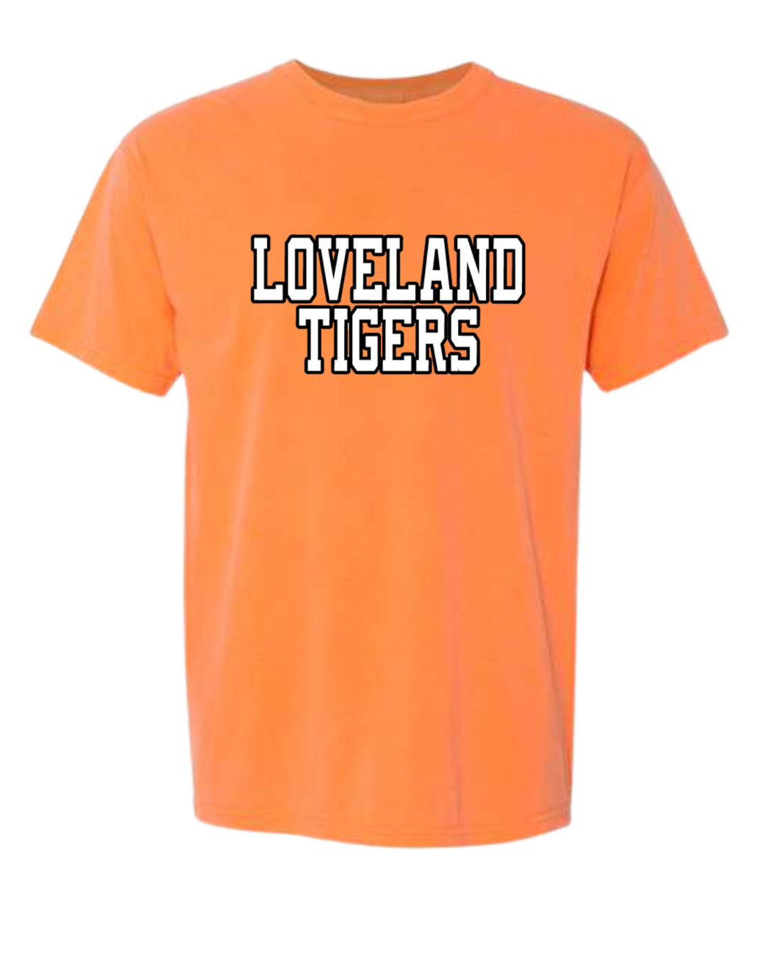 Loveland Tigers on Comfort Colors Melon Garment Dyed Tee