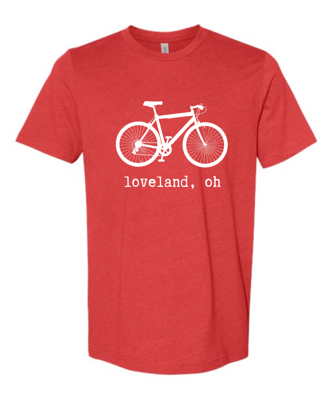 Vintage Loveland Bike t-Shirt on Heather Red