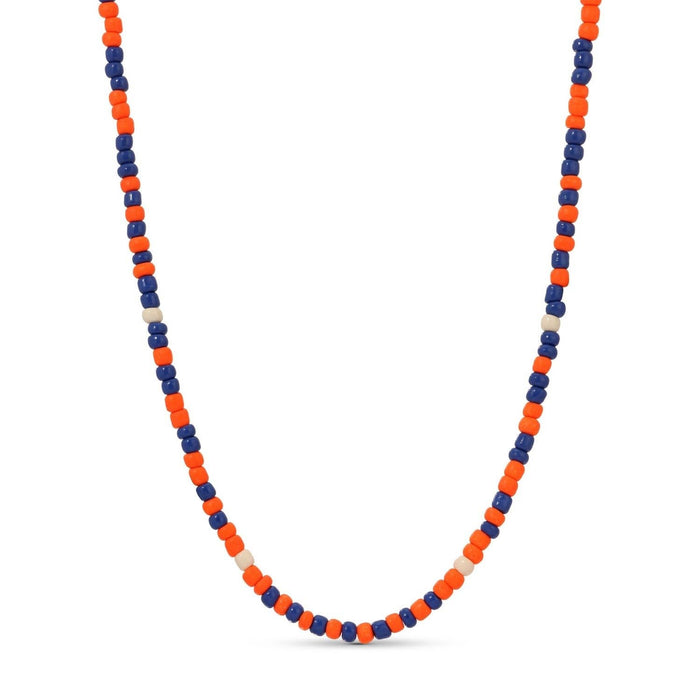 Game Day Large Seed Bead Necklaces in Blue, Orange, and White
