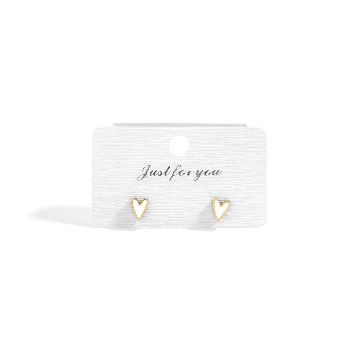 18K Gold PVD Stainless Steel White Heart Stud Earrings-Lemons and Limes Boutique