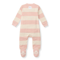 Rugby Stripe Organic Cotton Sleep & Play in Pink Sand-Lemons and Limes Boutique