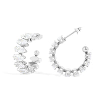 18K Gold PVD Stainless Steel Marquis CZ Stone Hoop Earrings-Stainless-Lemons and Limes Boutique
