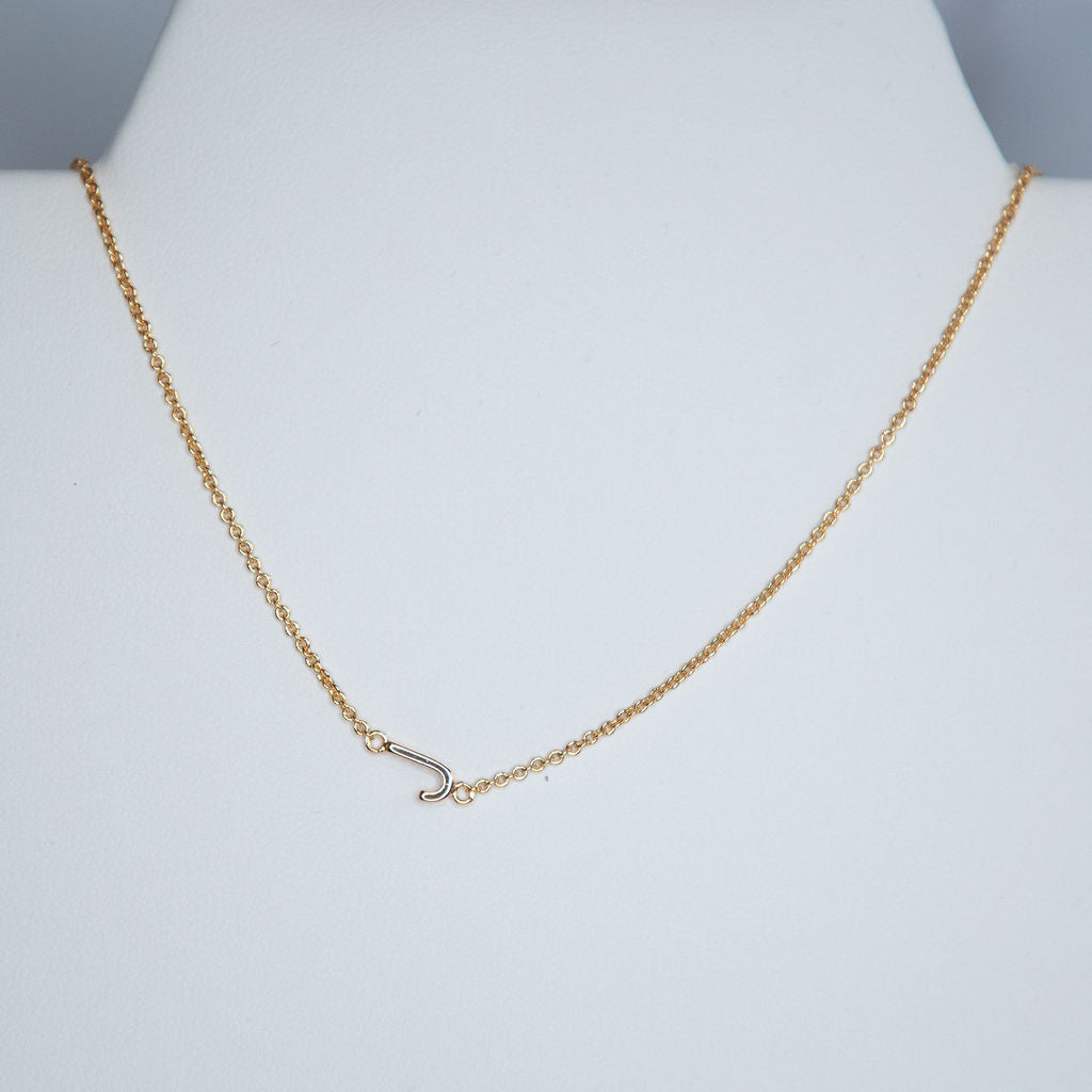 Gold Dipped Mini Sideways Letter Necklace-Necklace-J-Lemons and Limes Boutique