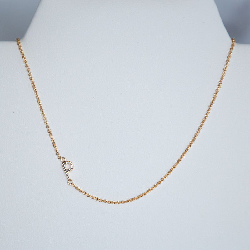 Gold Dipped Mini Sideways Letter Necklace-Necklace-P-Lemons and Limes Boutique