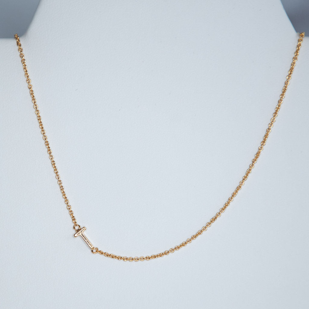 Gold Dipped Mini Sideways Letter Necklace-Necklace-T-Lemons and Limes Boutique