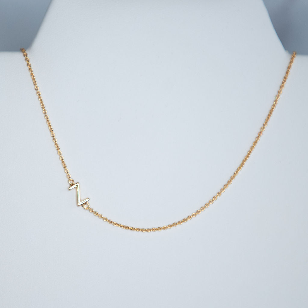 Gold Dipped Mini Sideways Letter Necklace-Necklace-Z-Lemons and Limes Boutique