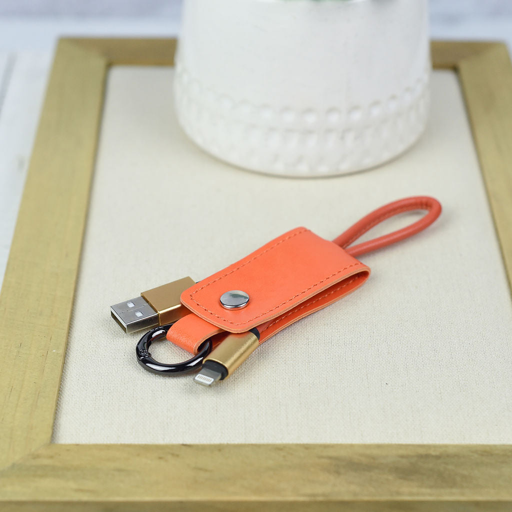 Key Chain with iPhone Charging Cable-Keychain-Orange-Lemons and Limes Boutique