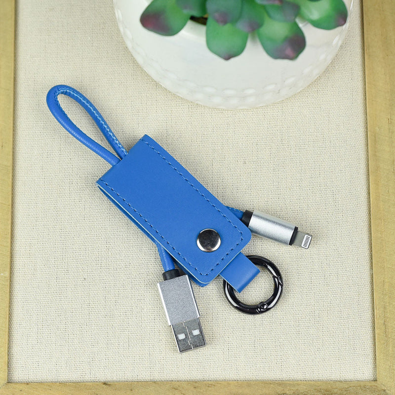 Key Chain with iPhone Charging Cable-Keychain-Cobalt-Lemons and Limes Boutique