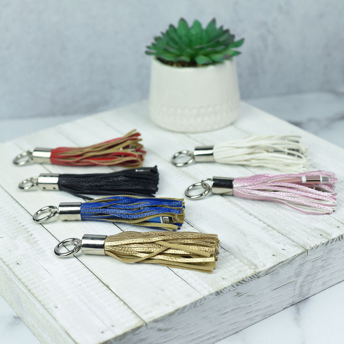 Tassel Keychain with Charging Cable for iPhones-Keychain-Lemons and Limes Boutique