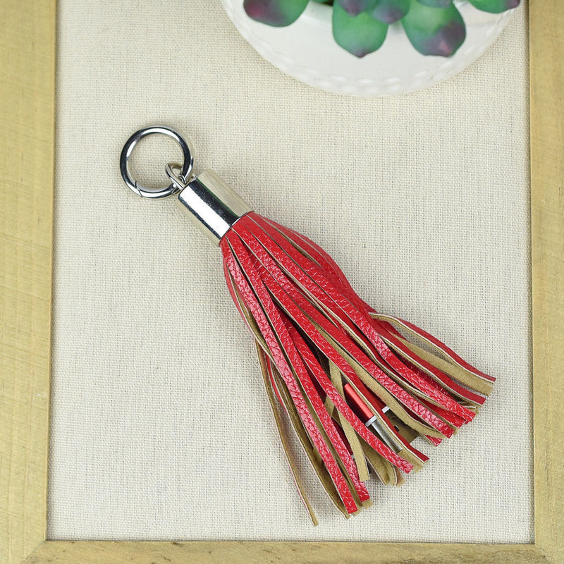 Tassel Keychain with Charging Cable for iPhones-Keychain-Red-Lemons and Limes Boutique