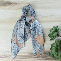 Hibiscus Flower Hair Scarf-Dusty Blue/Sand-Lemons and Limes Boutique