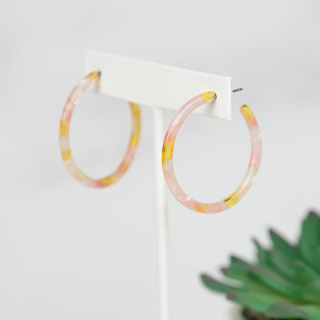 Cecelia Acrylic Hoop Earrings-Light Pink-Lemons and Limes Boutique