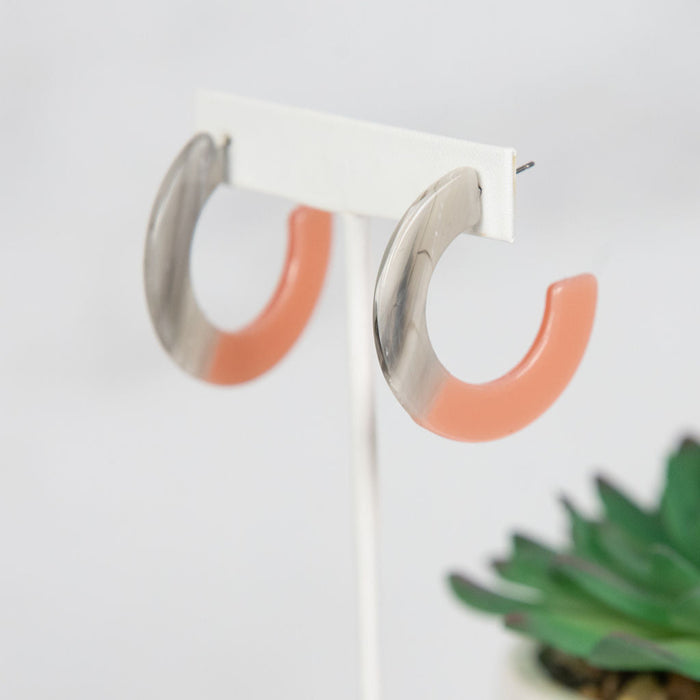 Posey Two Tone Hoop Earrings-Marble Blush-Lemons and Limes Boutique