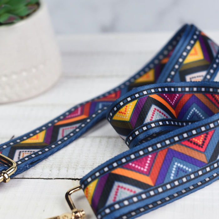 Nylon 1.5 inch Adjustable Bag Strap with Gold Hardware-Aztec--Lemons and Limes Boutique