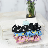 Hair Scrunch Set in Polka Dot-Black/Blue/Pink-Lemons and Limes Boutique