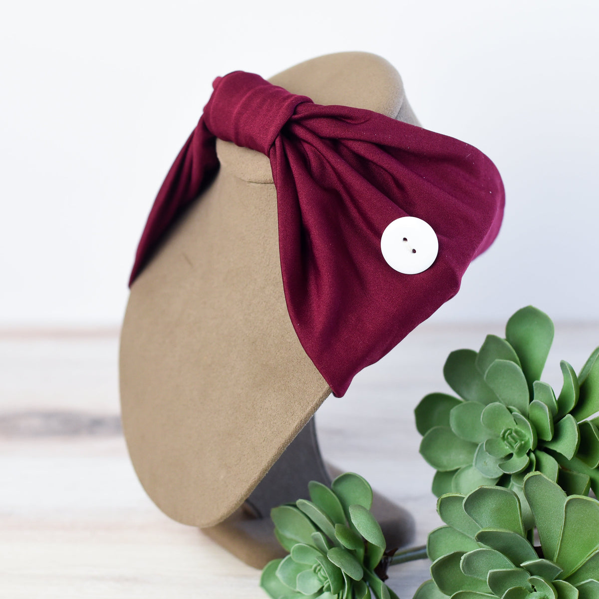 Button Head Band-Burgundy-Lemons and Limes Boutique