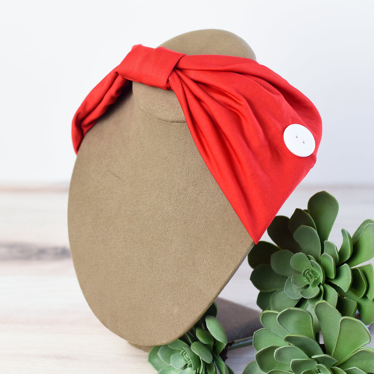 Button Head Band-Red-Lemons and Limes Boutique