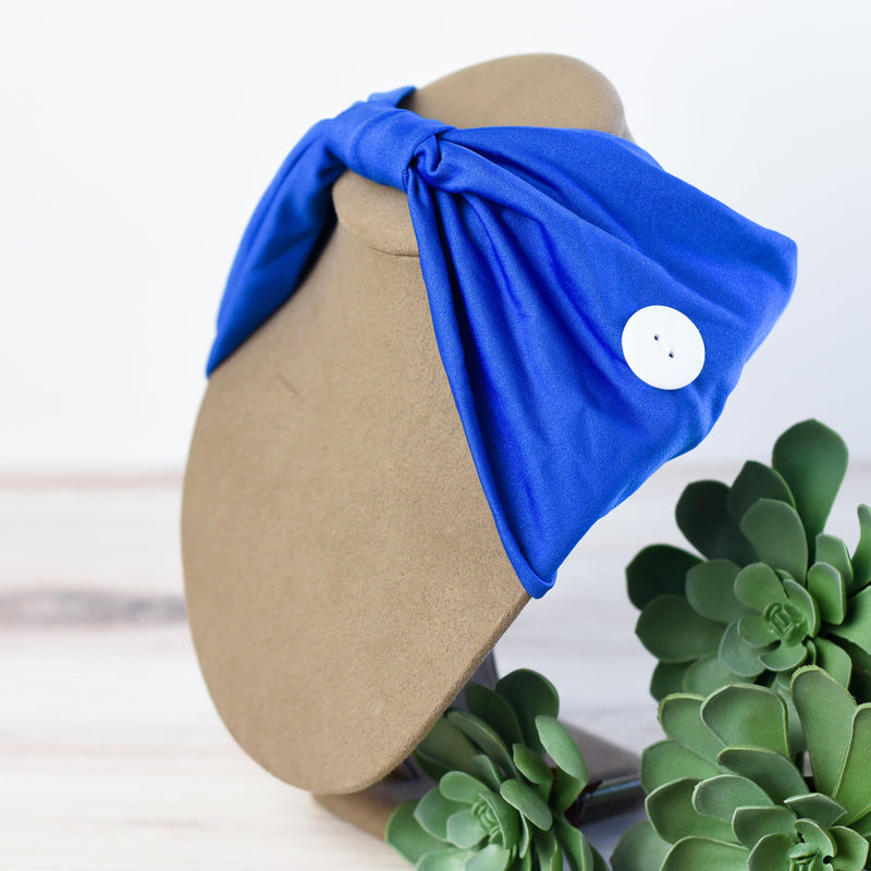 Button Head Band-Royal Blue-Lemons and Limes Boutique