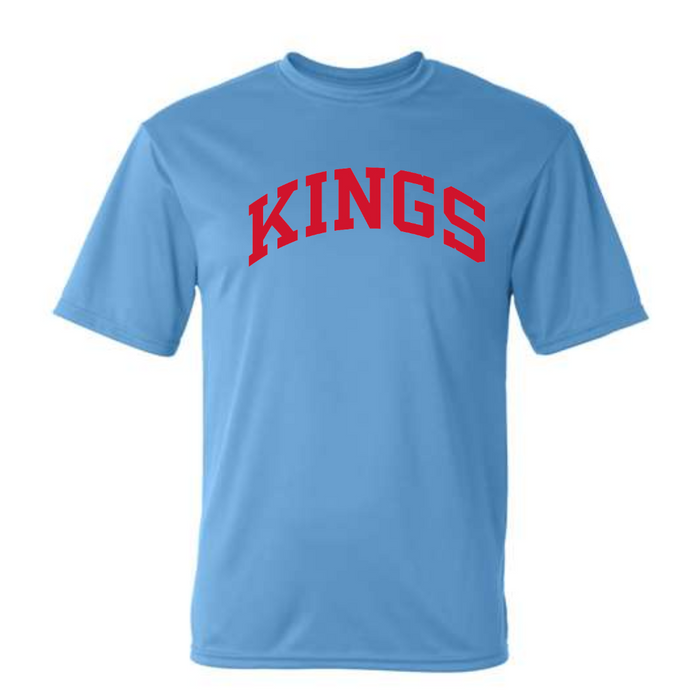 Curved Kings Red Performance T-Shirt on Light Blue--Lemons and Limes Boutique