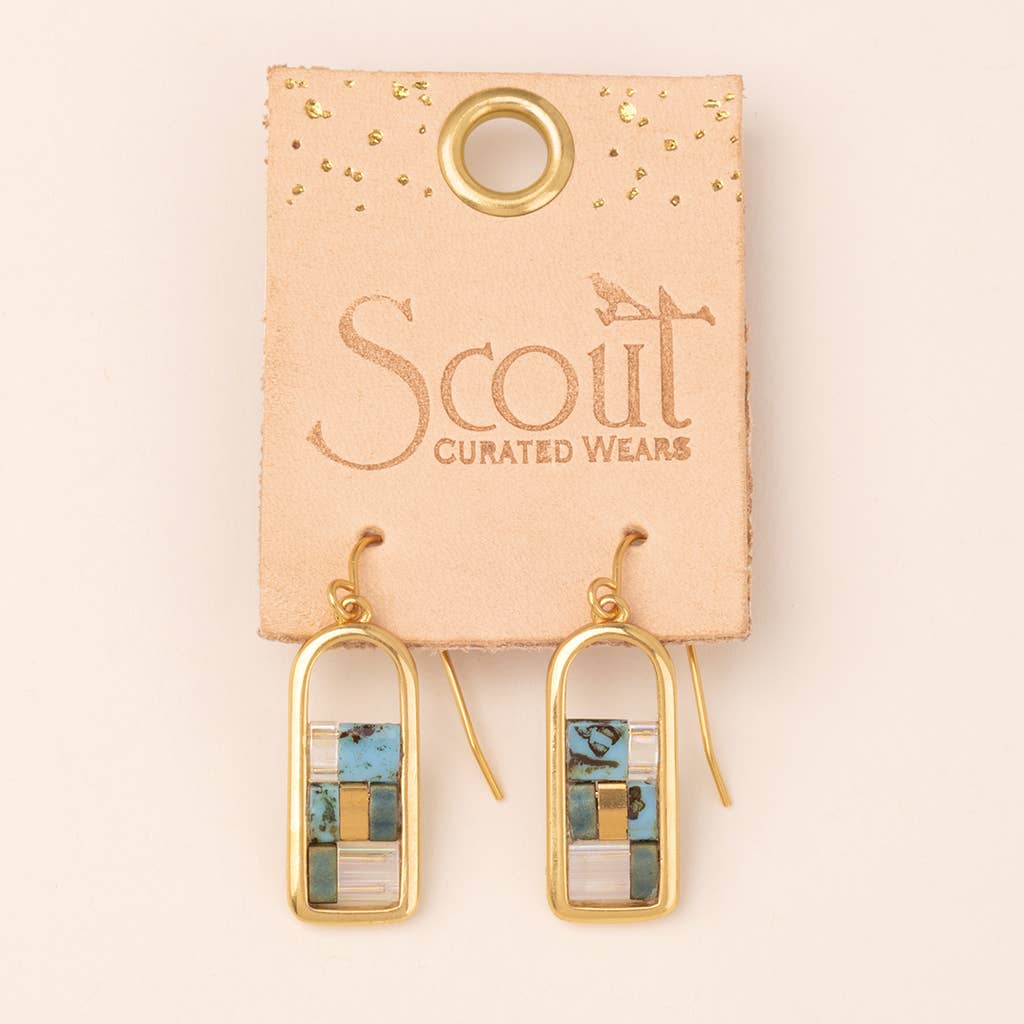 Good Karma Miyuki Frame Earring in Turquoise/Gold-Lemons and Limes Boutique