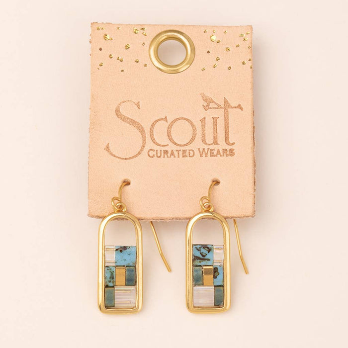 Good Karma Miyuki Frame Earring in Turquoise/Gold-Lemons and Limes Boutique