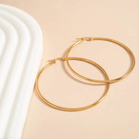 18K Gold PVD Stainless Steel Round Tube Hoop Earrings-Lemons and Limes Boutique
