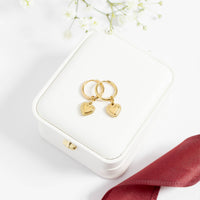 18K Gold PVD Stainless Steel Heart Pendant Hoop Earrings-Lemons and Limes Boutique