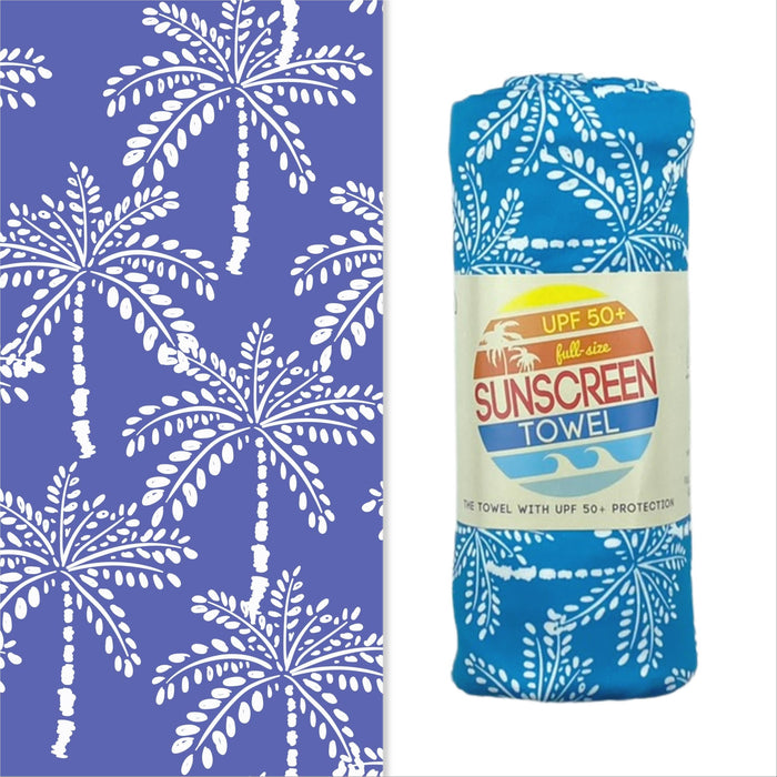 UPF 50+ Pool & Beach Towel in White Palm Tree--Lemons and Limes Boutique